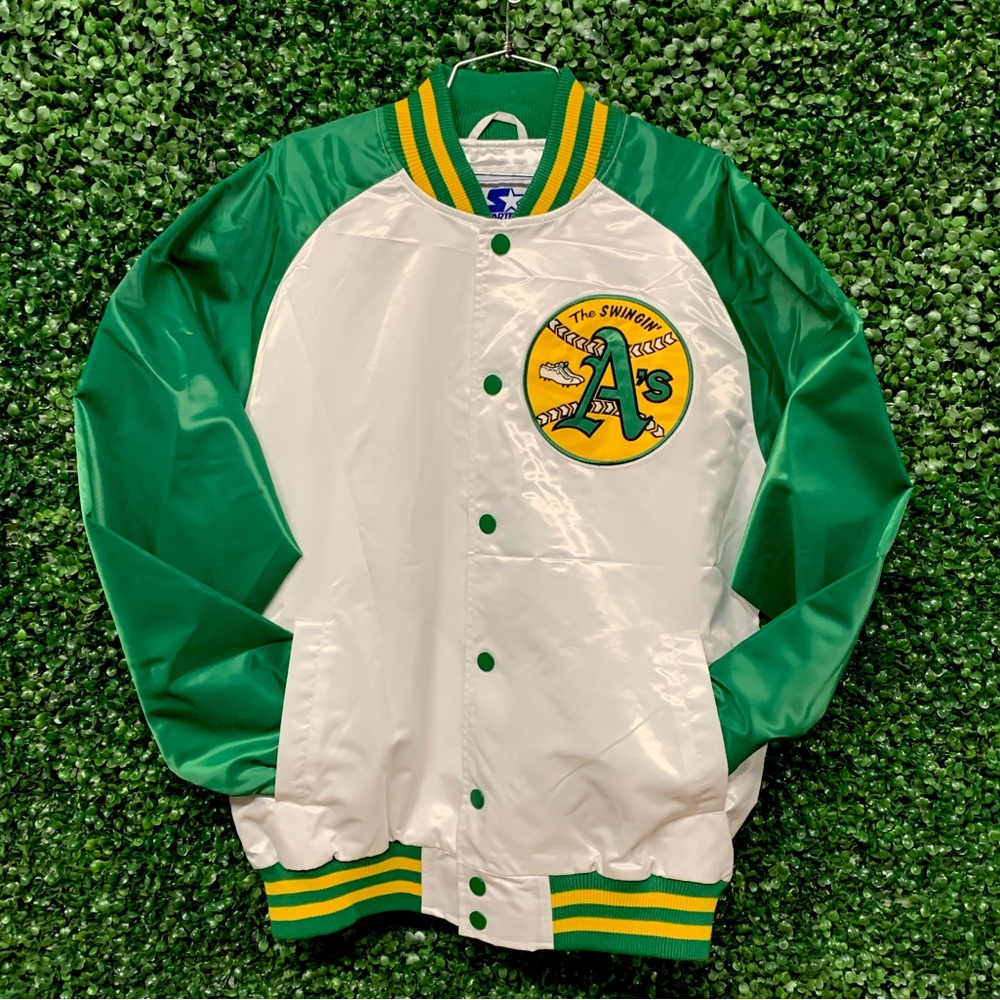 STARTER ⚾️ (OAKLAND ATHLETICS) 🅰️’s  SATIN JACKET- RETRO LOGO